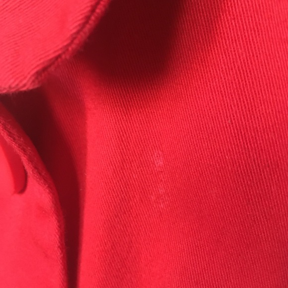 Boxy Red Double Breasted Puff Sleeve Twill Jacket - Picture 7 of 7